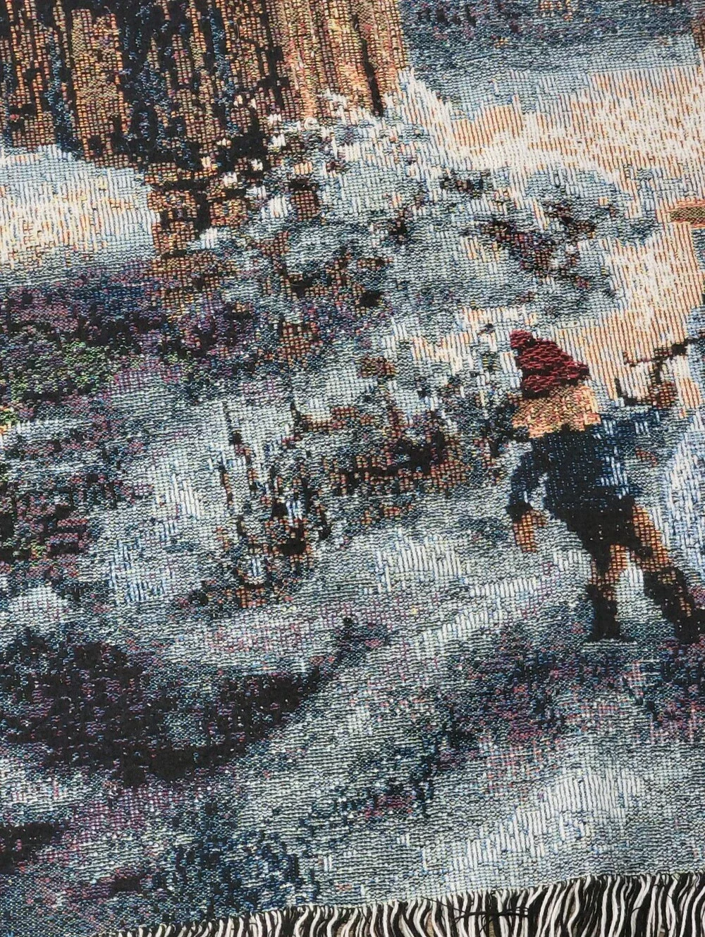 Nicky Boehme Covered Bridge Christmas Woven Tapestry Sleigh Ride Throw Blanket